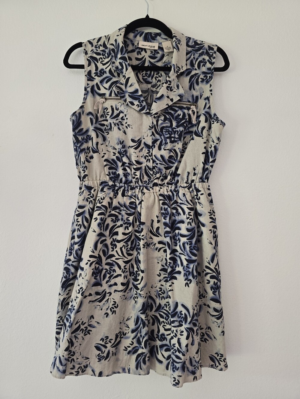 DKNY Jeans Indigo Floral Sleeveless Mini Dress